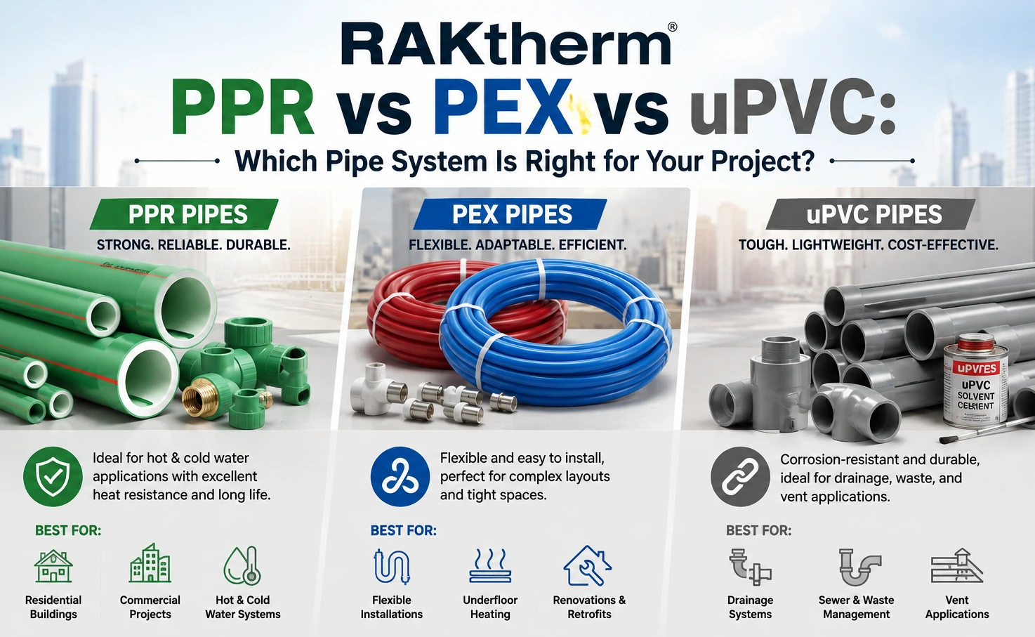 Raktherm PPR vs PEX vs uPVC